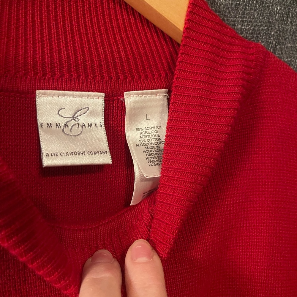 Emma James Red, Gray, and Black Colorblock Sweater - Picture 3 of 3